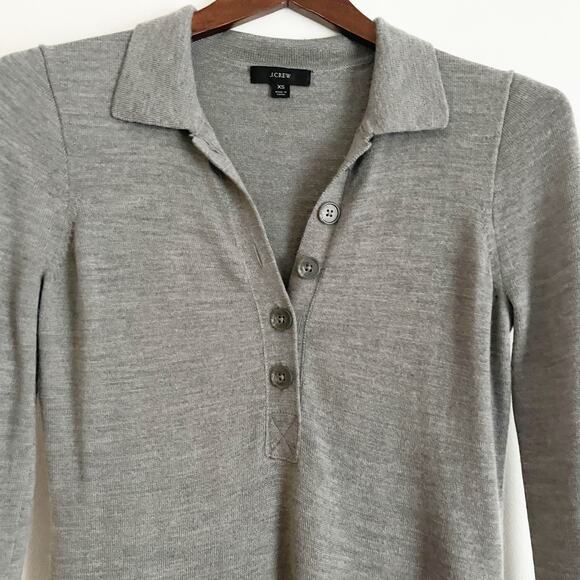 J. CREW Merino Wool Collared Midi Dress Gray XS - Picture 7 of 11